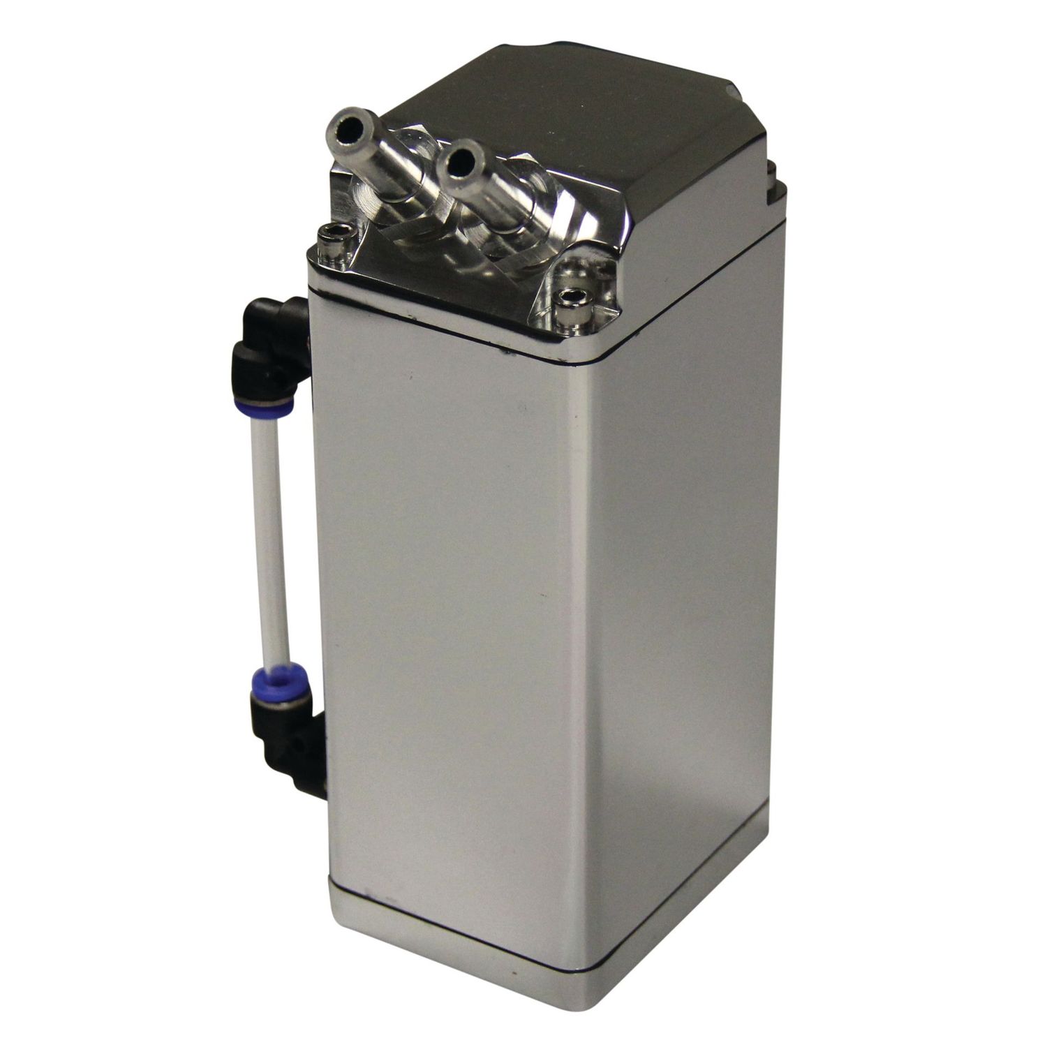 Catch Can Silver Square Alloy with Hose Fittings (600ml) 4WD 175x80x65mm