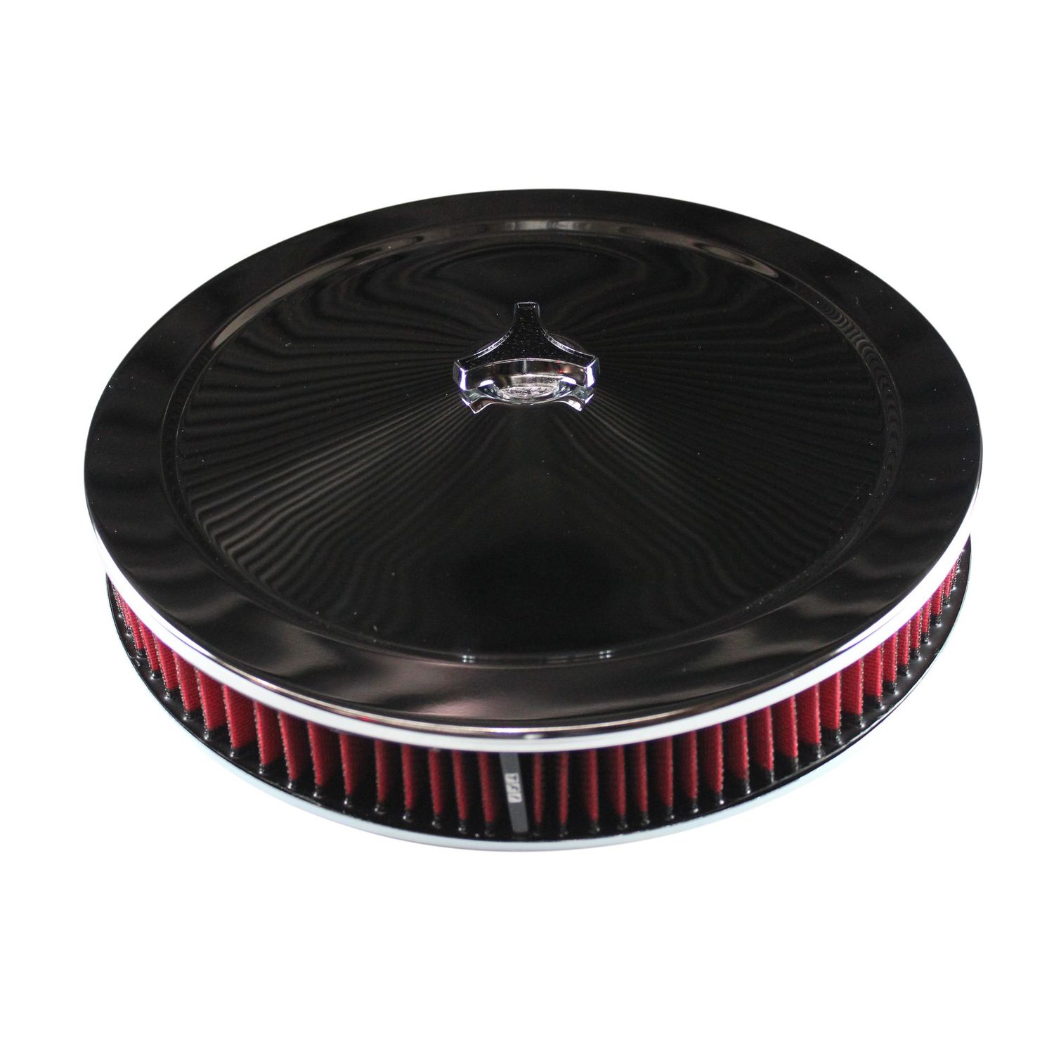 Chrome Air Filter/Air Cleaner 14 Chrome Air Filter/Air Cleaner 14" x 2" Holley Rochester Recessed Base Red Washable