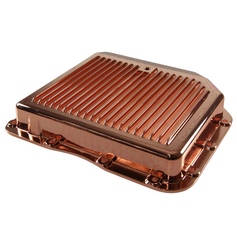 Transmission Pan GM Turbo 350 2-1/4" Deep Copper Coated Alloy Finned + Plug