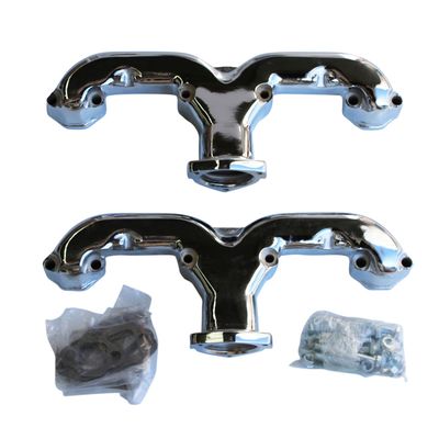 Rams Horn Exhaust Headers Small Block Chevrolet Chrome Gaskets-Hardware-Pair Rams Horn Exhaust Headers Small Block Chevrolet Chrome Gaskets-Hardware-Pair