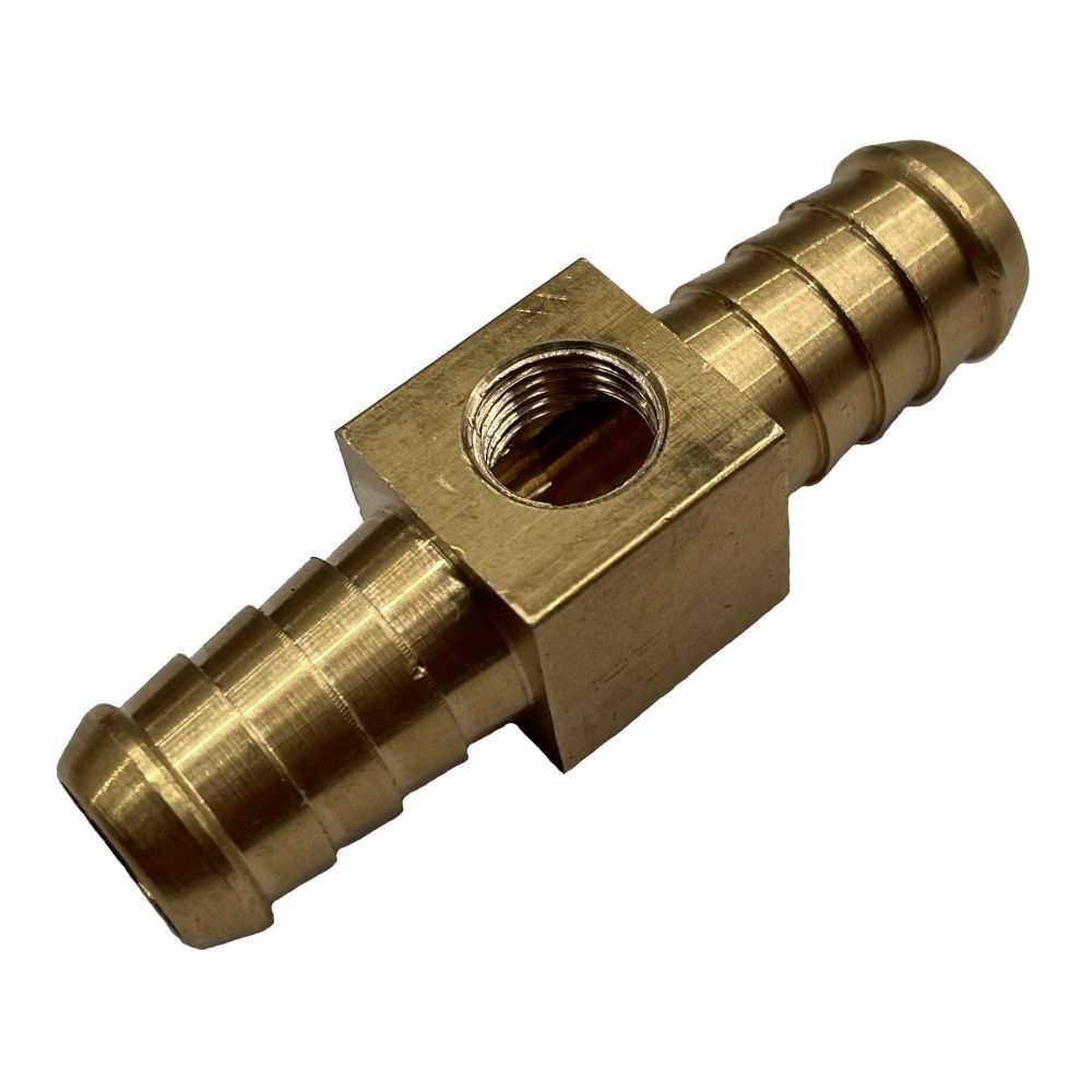 Brass Branch Hose Tee 1/2" (12.7mm) Hose Tube to 1/4" (11.2mm) Female NPT Thread