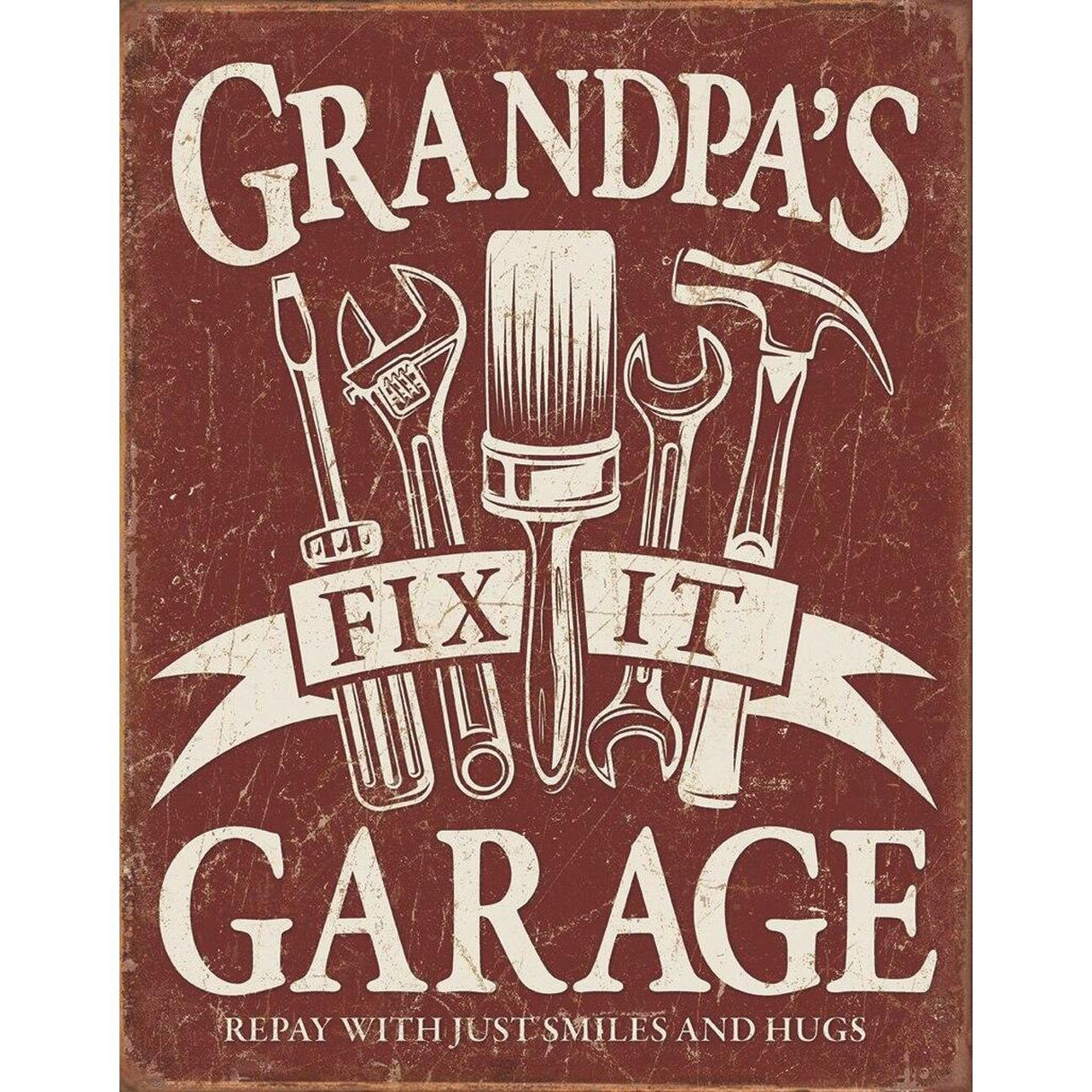 Grandpas Fix It Garage Metal Sign Reproduction 32cm x 41cm Grandpas Fix It Garage Metal Sign Reproduction 32cm x 41cm