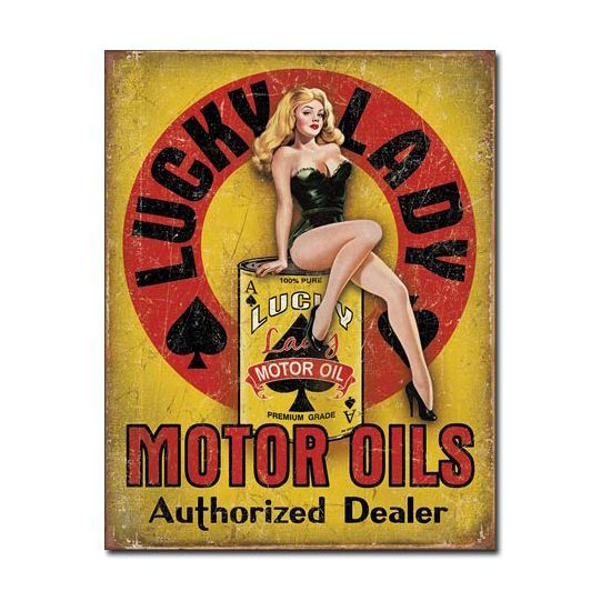 Lady Luck Motor Oils Authorized Dealer Metal Sign Reproduction 32cm x 41cm Lady Luck Motor Oils Authorized Dealer Metal Sign Reproduction 32cm x 41cm