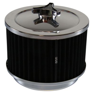 Chrome Air Filter/Air Cleaner 6-3/8" Wide x 4" Tall Suit Holley Carb Black Washable Element