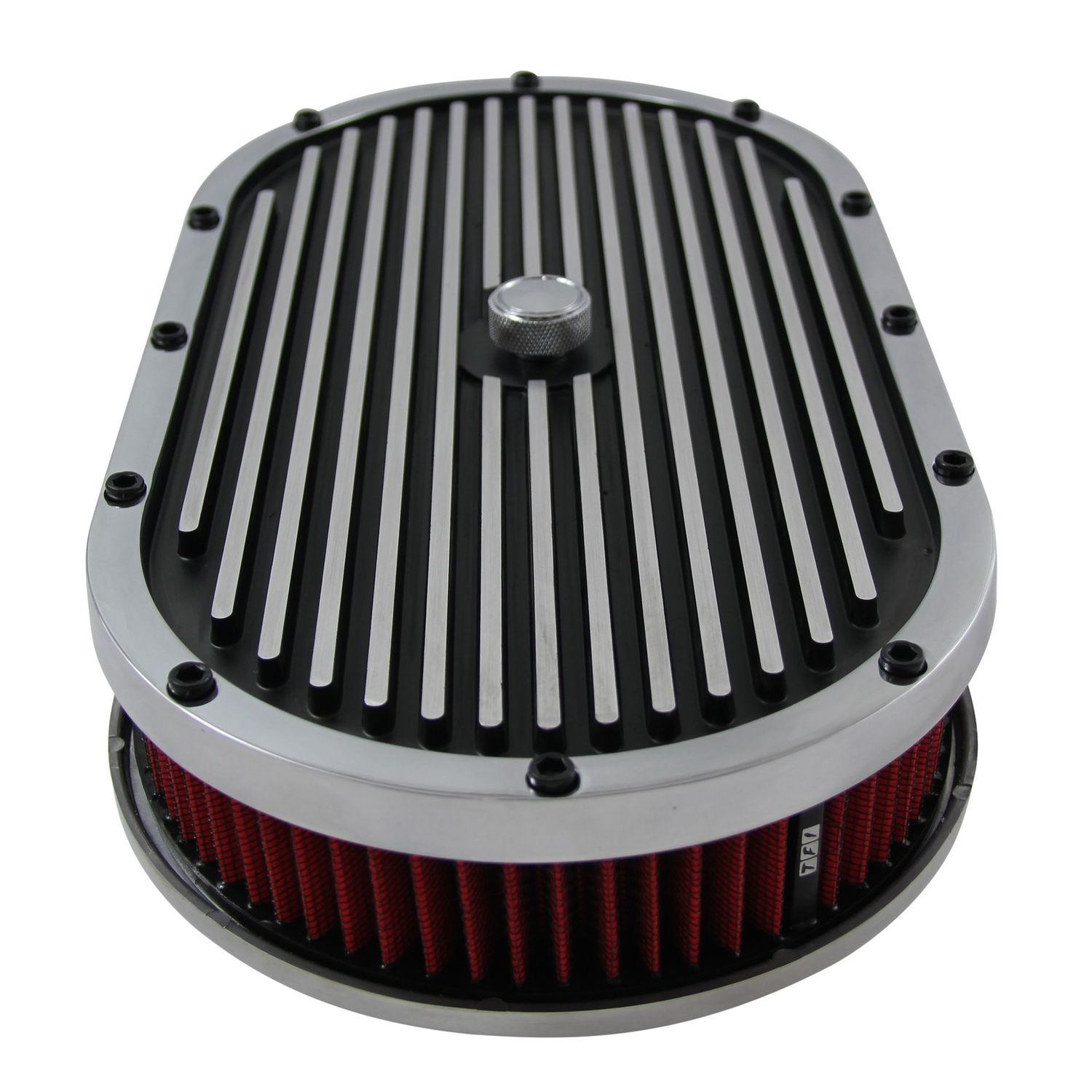 Oval Black Polished Finned Air Filter/Air Cleaner 15 Oval Black Polished Finned Air Filter/Air Cleaner 15" x 2" Holley Edelbrock Quadrajet