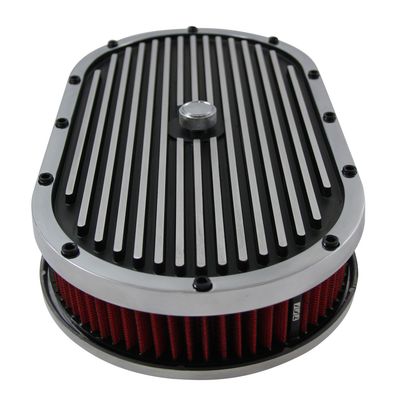 Oval Black Polished Finned Air Filter/Air Cleaner 15 Oval Black Polished Finned Air Filter/Air Cleaner 15" x 2" Holley Edelbrock Quadrajet