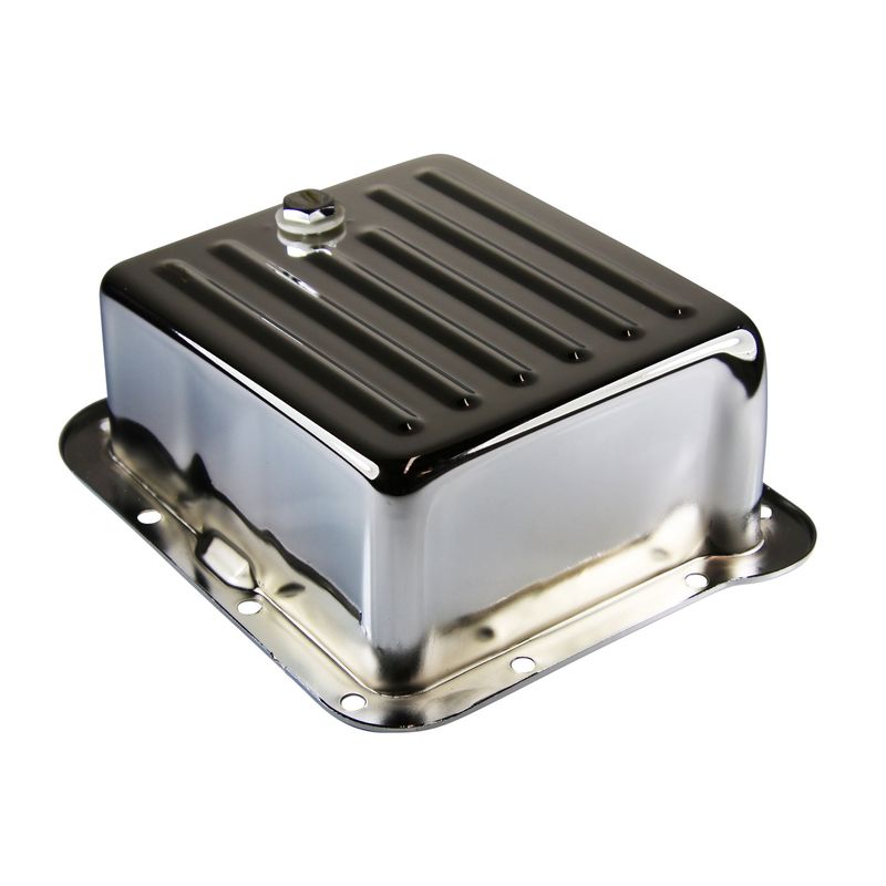 Transmission Pan Ford C4 Deep 4" Depth Chrome Steel Finned Case Fill