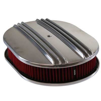 Oval Dual Centre Finned Air Filter/Air Cleaner 12" x 2" Holley Edelbrock Quadrajet Carter
