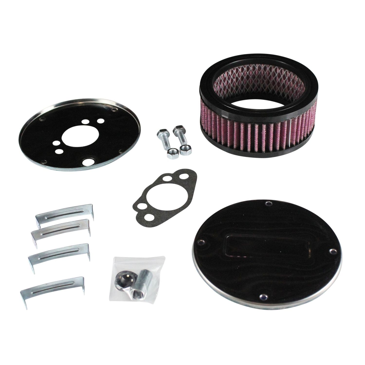 Chrome Air Filter/Air Cleaner 5-1/2" Wide x 55mm Tall SU H6 HD6 HS6  1-3/4" Red Element