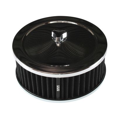 Chrome Air Filter/Air Cleaner 6-3/8" Wide x 2-1/2" Tall Suit 2-5/8" Carb Black Washable Ele