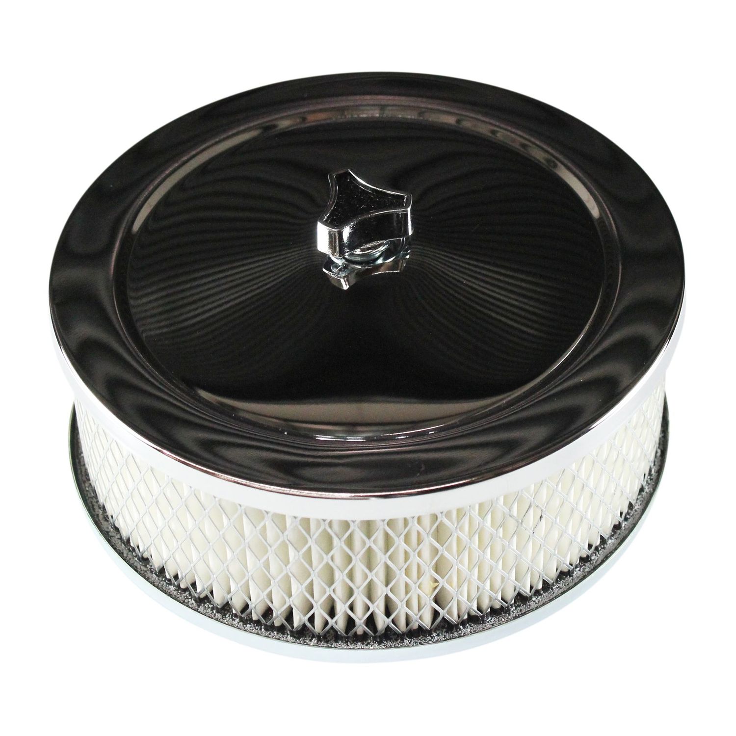 Chrome Air Filter/Air Cleaner 6-3/8 Chrome Air Filter/Air Cleaner 6-3/8"Wide x 2"Tall Suit 2-5/16" Single Barrel Stromberg Carb