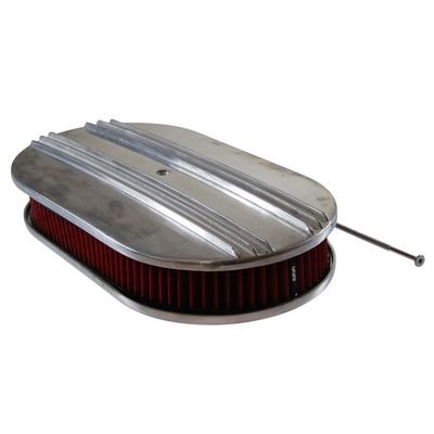 Oval Dual Centre Finned Air Filter/Air Cleaner 15" x 2" Holley Edelbrock Quadrajet Carter