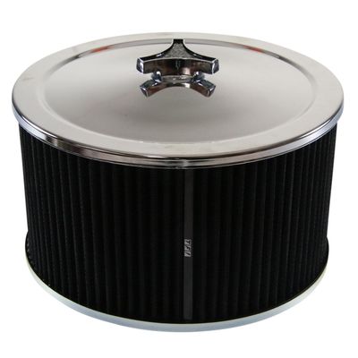 Chrome Air Filter/Air Cleaner 9 Chrome Air Filter/Air Cleaner 9" Wide x 5" Tall Holley Edelbrock Carburettor Black Element