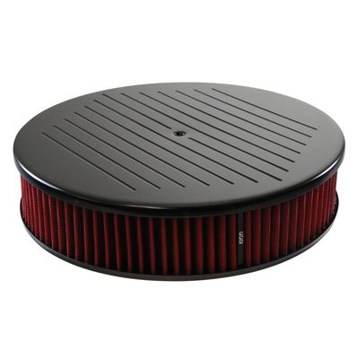 Black Ball Milled Aluminium Air Filter/Air Cleaner 14" x 3" Holley Edelbrock Red Filter