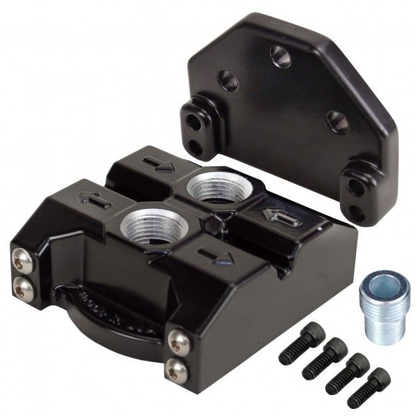 Single Ports Up Remote Filter Mount -10AN-7/8"-14 O-ring ports, 13/16"-16 Thread
