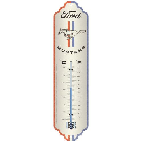 Thermometer Ford Mustang C'+F' 6.5cm x 28cm In Hang Sell