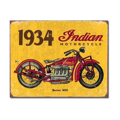 1934 Indian Motorcycle Series 402 Metal Sign Reproduction 41cm x 32cm