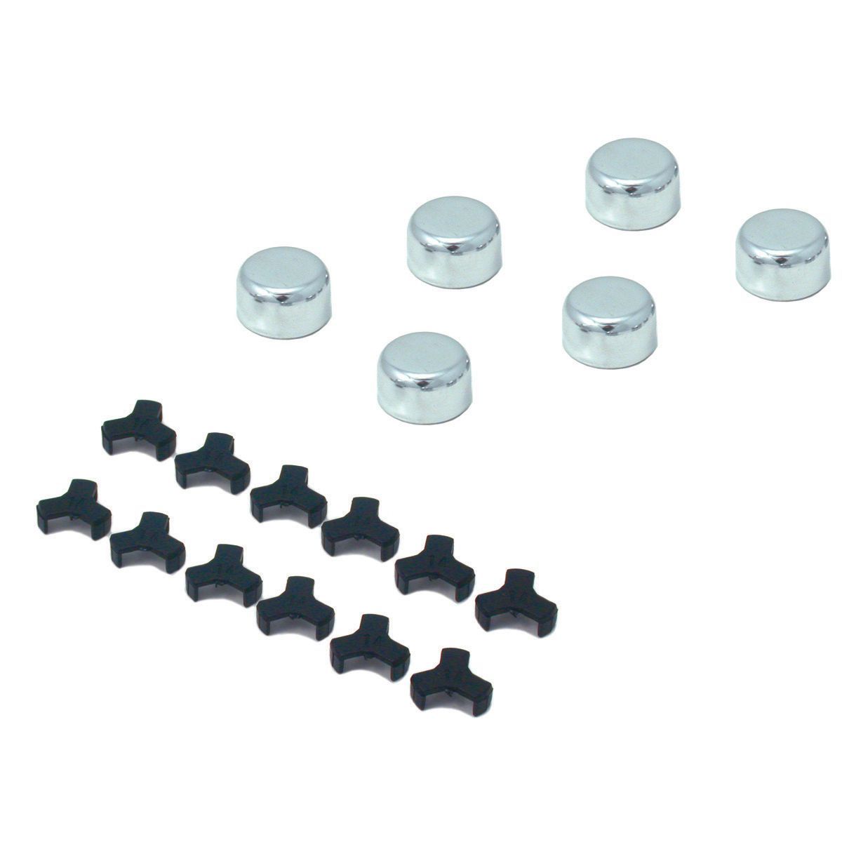 Bolt Cap Covers Chrome with retainers suit 7/16 Bolt Cap Covers Chrome with retainers suit 7/16" or 10mm Bolt Heads Set 6