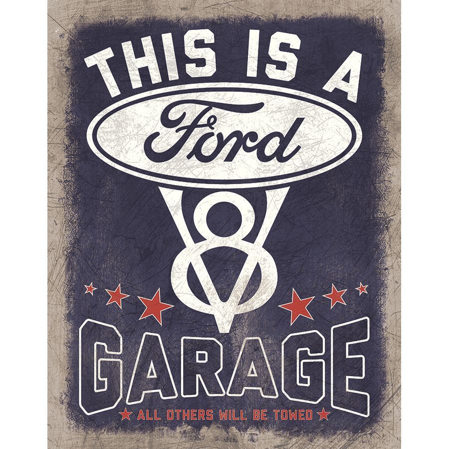 This is a Ford V8 Garage Metal Sign Reproduction 32cm x 41cm