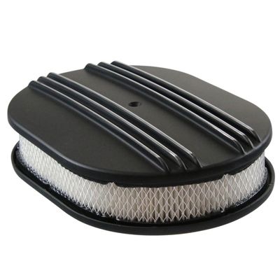 Oval Black Dual Centre Finned Air Filter/Air Cleaner 12" x 2" Holley Edelbrock Quadrajet
