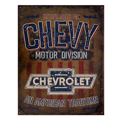 Chevy Chevrolet Motor Division Metal Sign Reproduction 32cm x 41cm