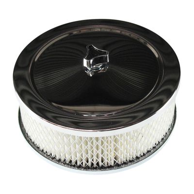 Chrome Air Filter/Air Cleaner 6-3/8" Wide x 2" Tall Suit 5-1/8" Holley Carburettor