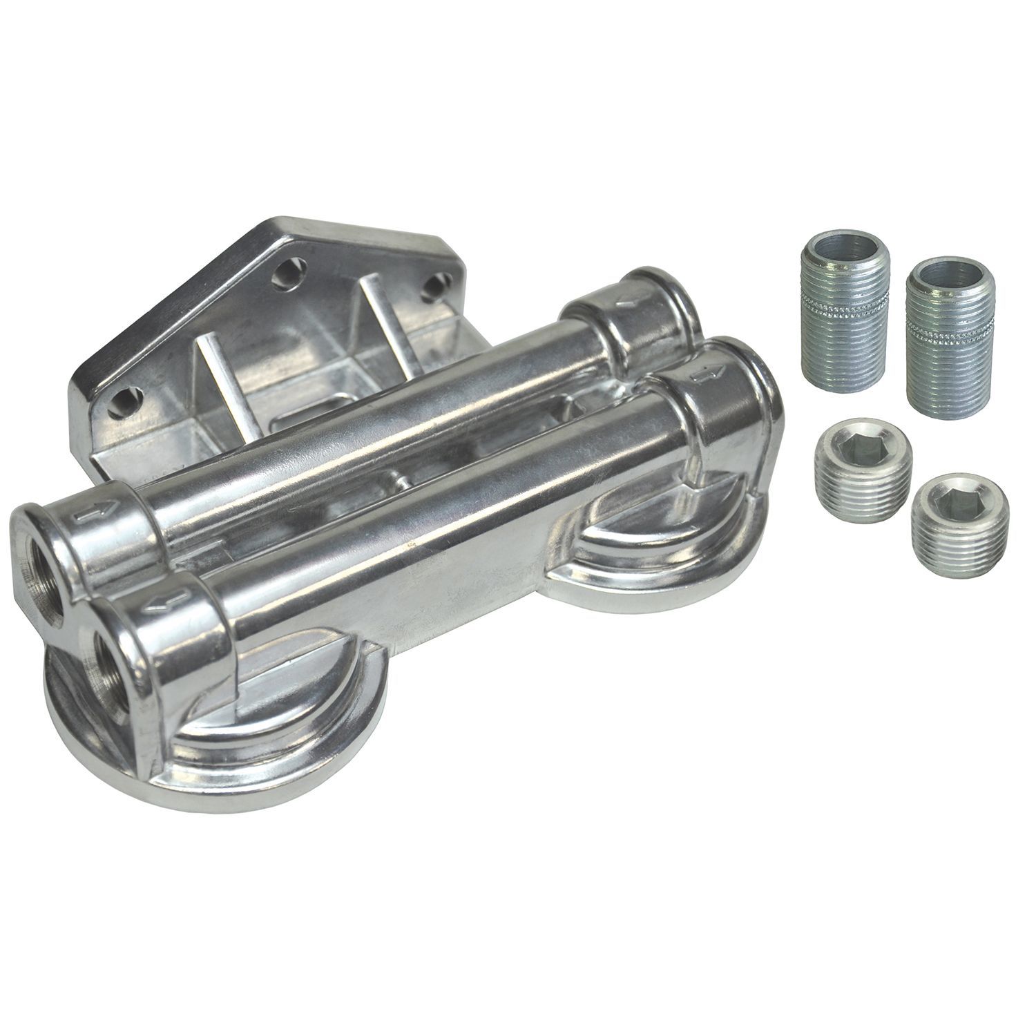 Dual Side Ports 1/2" NPT Filter Mount with 3/4"-16 Filter Threads  Derale 25707