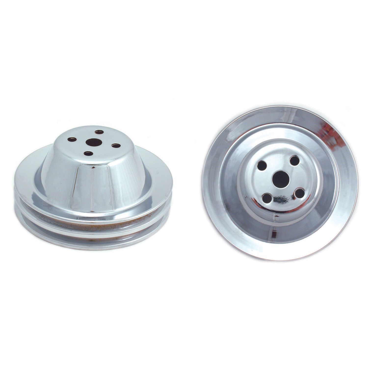 Pulley Upper Double Groove Swp Chromed Steel Small Block Chevrolet 265-400