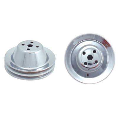 Pulley Upper Double Groove Swp Chromed Steel Small Block Chevrolet 265-400