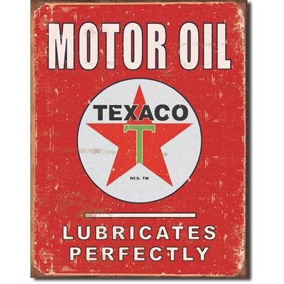 Texaco Motor Oil Lubricates Perfectly Metal Sign Reproduction 32cm x 41cm Texaco Motor Oil Lubricates Perfectly Metal Sign Reproduction 32cm x 41cm