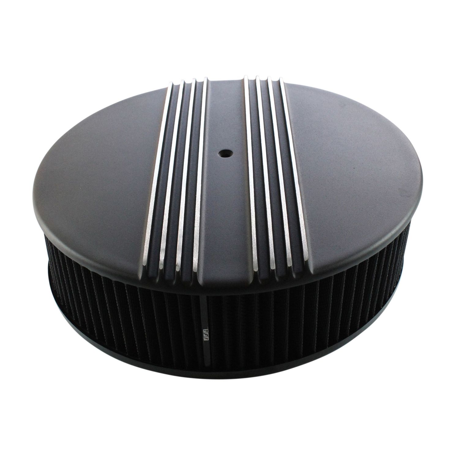 Black Alloy Dual Centre Finned Air Filter/Air Cleaner 14 Black Alloy Dual Centre Finned Air Filter/Air Cleaner 14" x 4" Holley Edelbrock Black Filte
