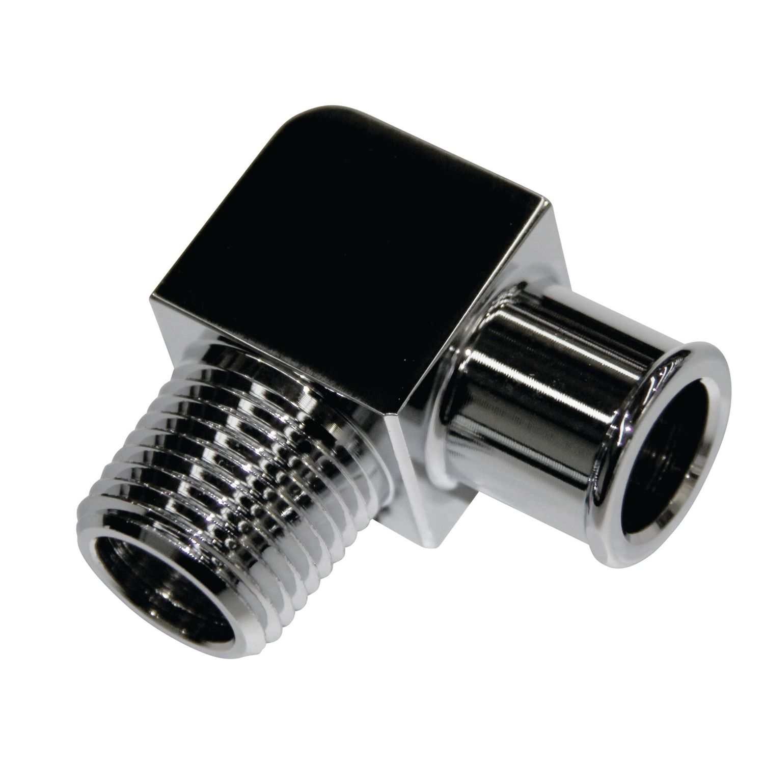 Chrome Aluminium Fitting 90 Degree 3/4" Barb Male x 1/2" Npt Thread