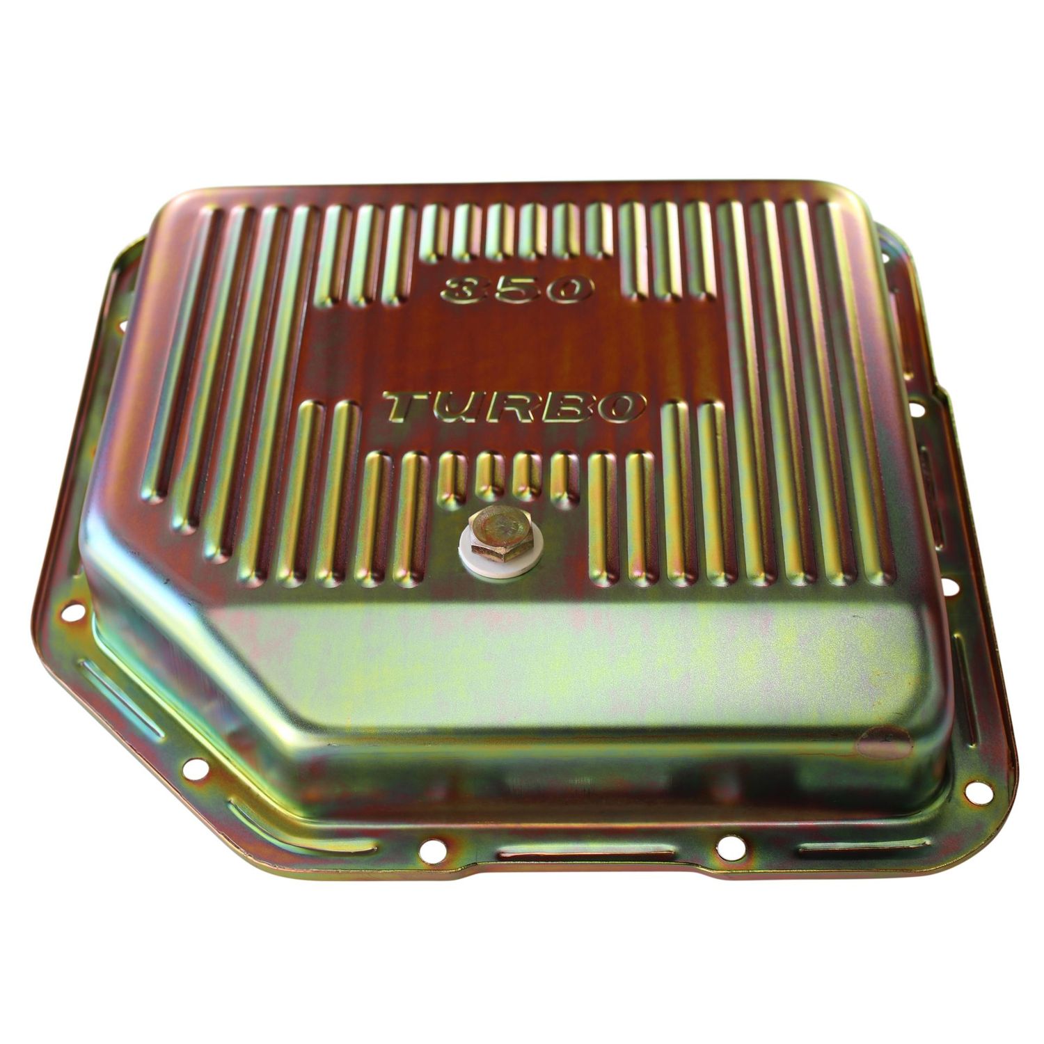 Transmission Pan GM Turbo 350 Finned Zinc 2 Transmission Pan GM Turbo 350 Finned Zinc 2" Standard OEM Depth with drain plug