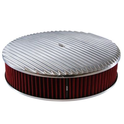 Full Finned Aluminium Air Filter/Air Cleaner 14" x 3" Holley Edelbrock Red Cotton Filter