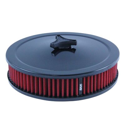 Black Air Filter/Air Cleaner 9" Wide x 2" Tall Holley Edelbrock Carburettor Red Element