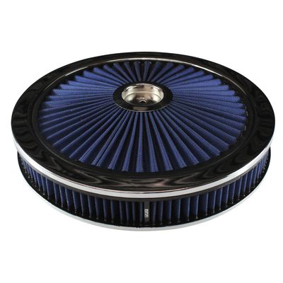 Extraflow Blue Chrome Air Filter/Air Cleaner 14 Extraflow Blue Chrome Air Filter/Air Cleaner 14" x 2" Holley Edelbrock Recessed Base