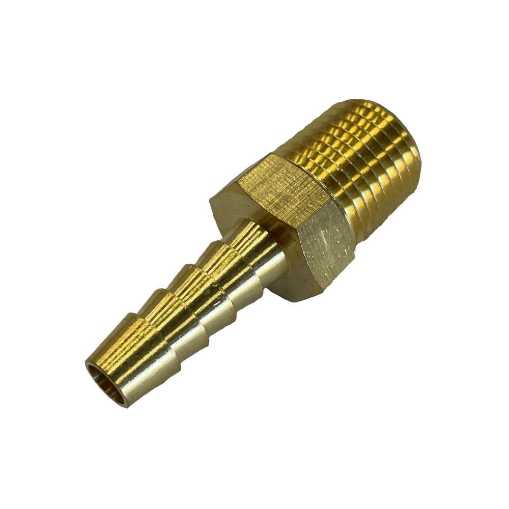 Brass Male Tail Fitting 1/4 Brass Male Tail Fitting 1/4" (6.3mm) Hose Tube End to 3/8" (17mm) Male NPT Thread