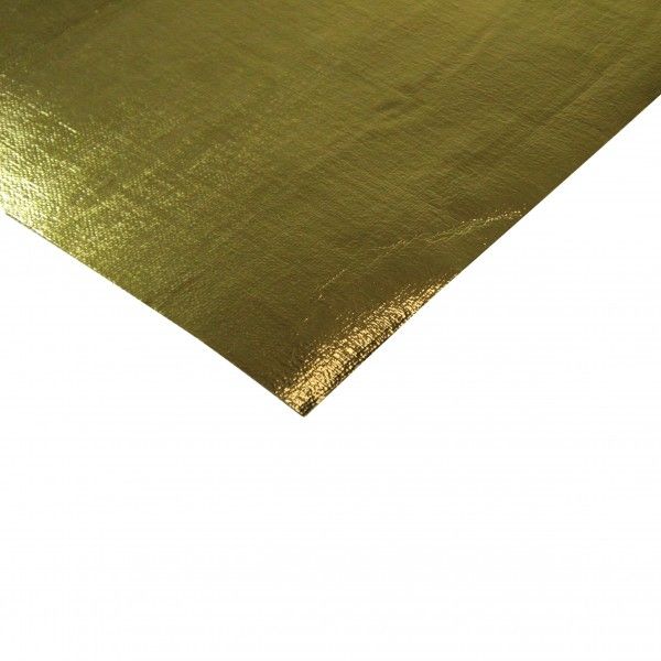 Heat Shield Gold Mat 315mm x 330mm Aluminised Fibreglass + adhesive Rated 590'C
