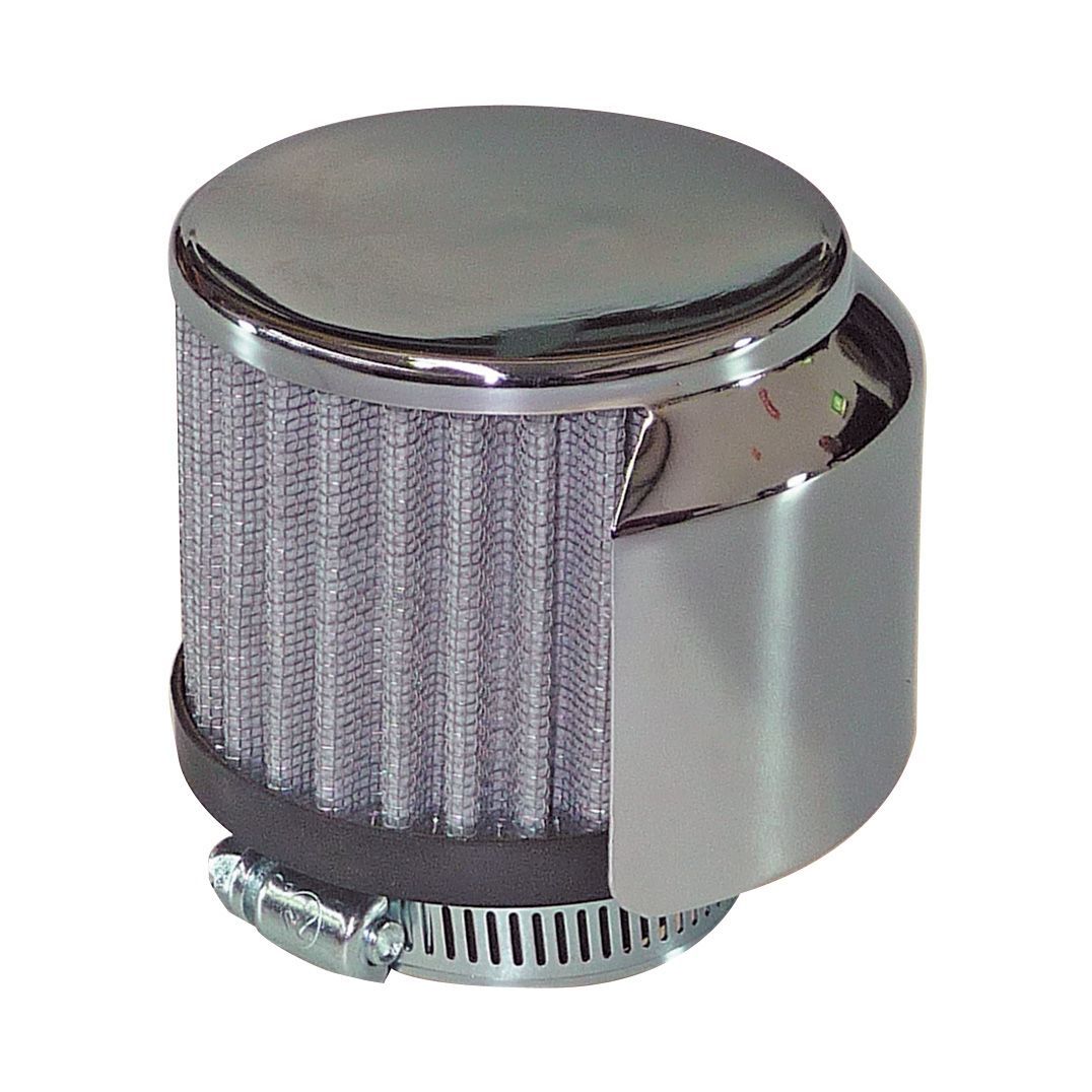 Valve Rocker Cover Breather Clamp On 1-3/8"(35mm) Id Chrome Top+Shield White Element