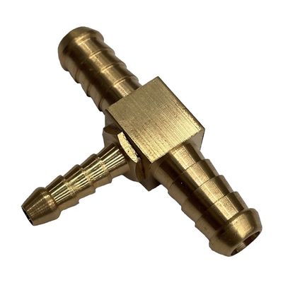 Brass Reducing Tee 3/8" (9.5mm) x 3/8" (9.5mm) to 1/4" (6.3mm) Hose Tube End