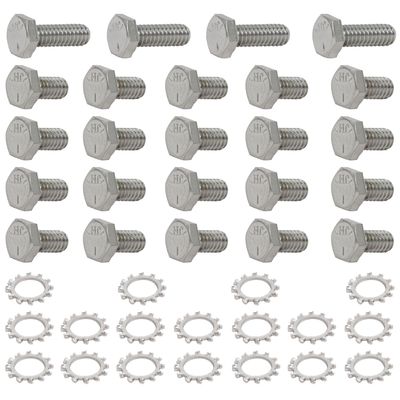 Oil Pan Bolt Kit Chevrolet Sm Block 265-400 Chrome Hex Head with Washers Oil Pan Bolt Kit Chevrolet Sm Block 265-400 Chrome Hex Head with Washers