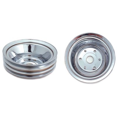 Pulley Crankshaft Triple Groove Lwp Chromed Steel Small Block Chevrolet 265-400