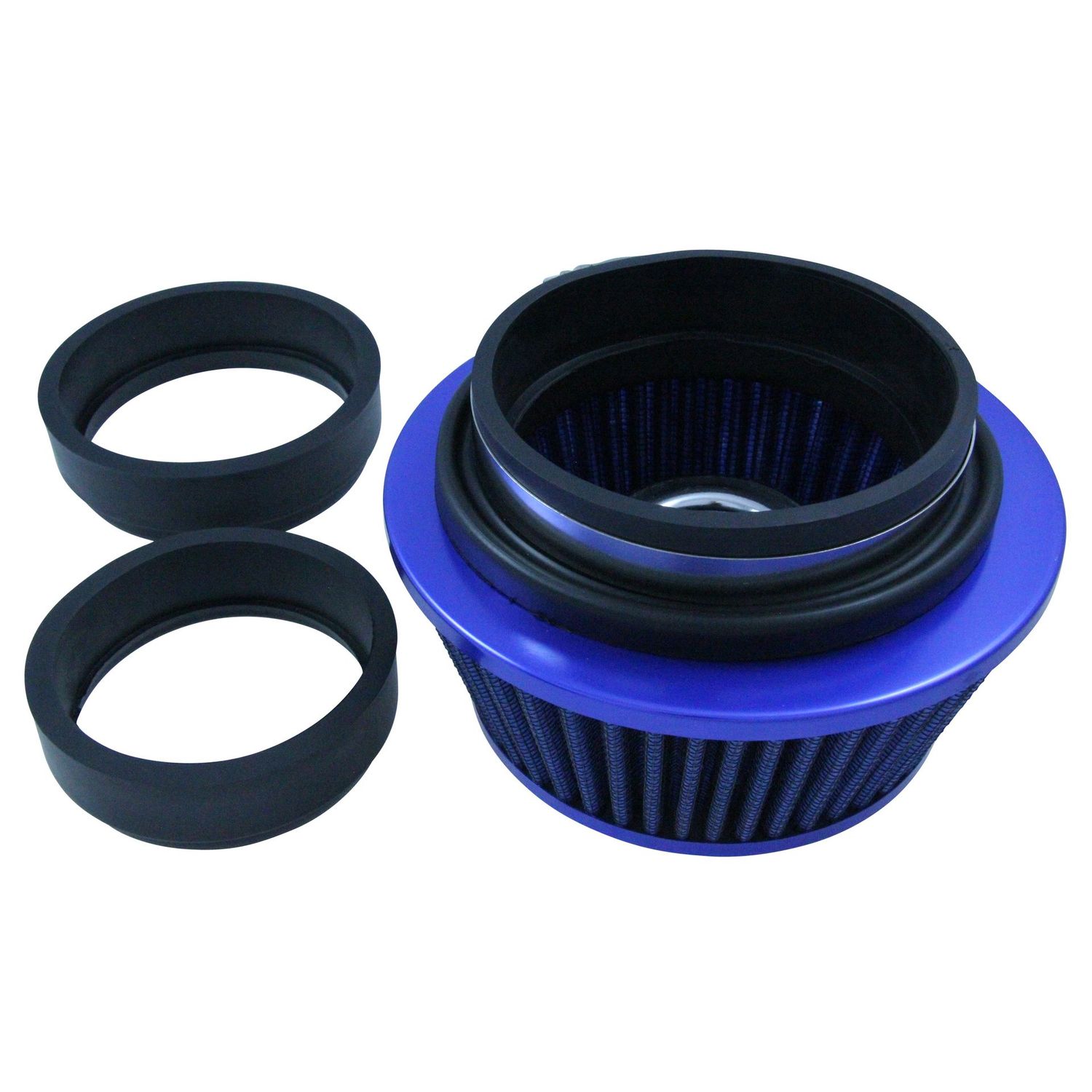 Air Filter Conical Short 76-89-101mm Neck Blue Cotton Washable Reusable High Flow