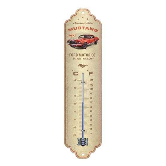 Thermometer Ford Mustang GT 1967 Red C'+F' 6.5cm x 28cm In Hang Sell Thermometer Ford Mustang GT 1967 Red C'+F' 6.5cm x 28cm In Hang Sell