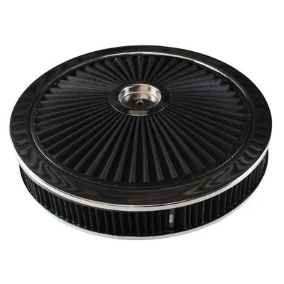 Extraflow Black Chrome Air Filter/Air Cleaner 14 Extraflow Black Chrome Air Filter/Air Cleaner 14"x 2" Holley Edelbrock Recessed Base