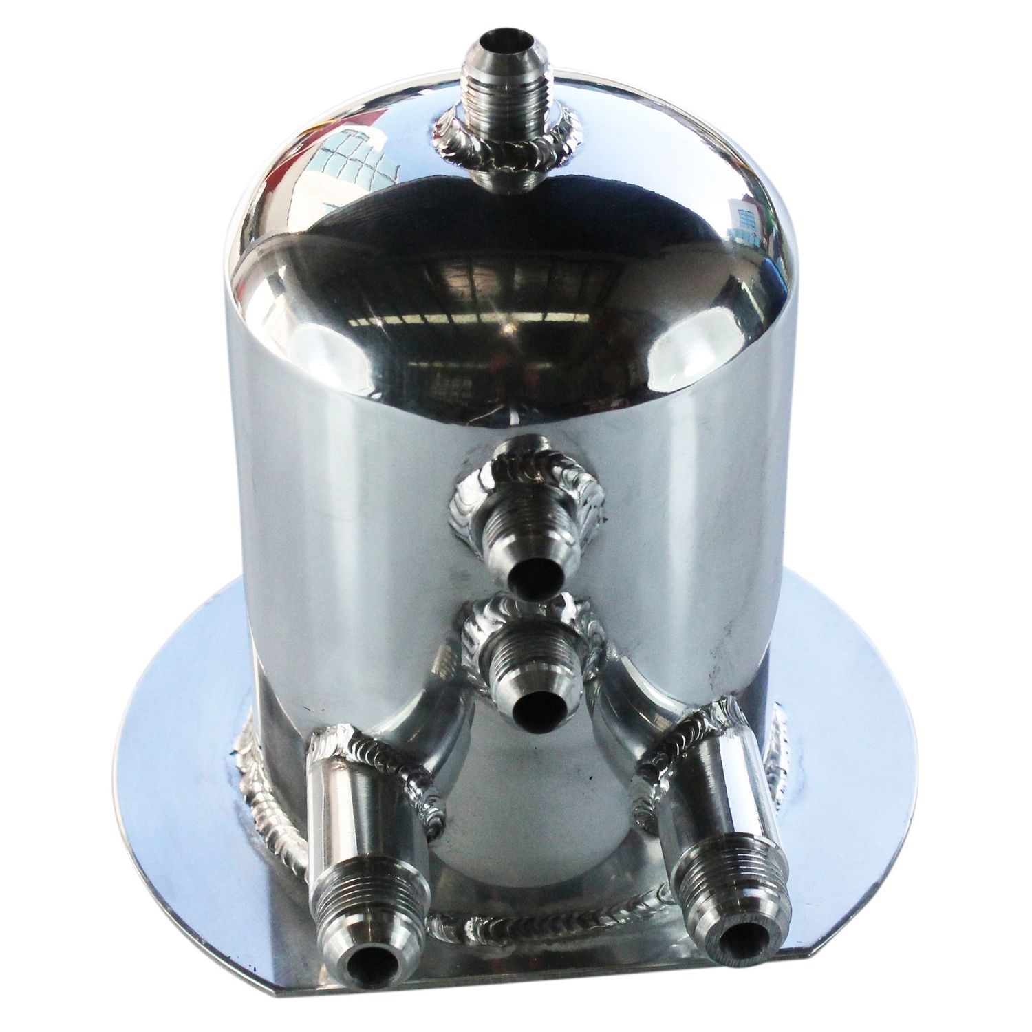 Surge Tank 1.5 Litre Polished Alloy with AN Male Fittings 190mm Tall