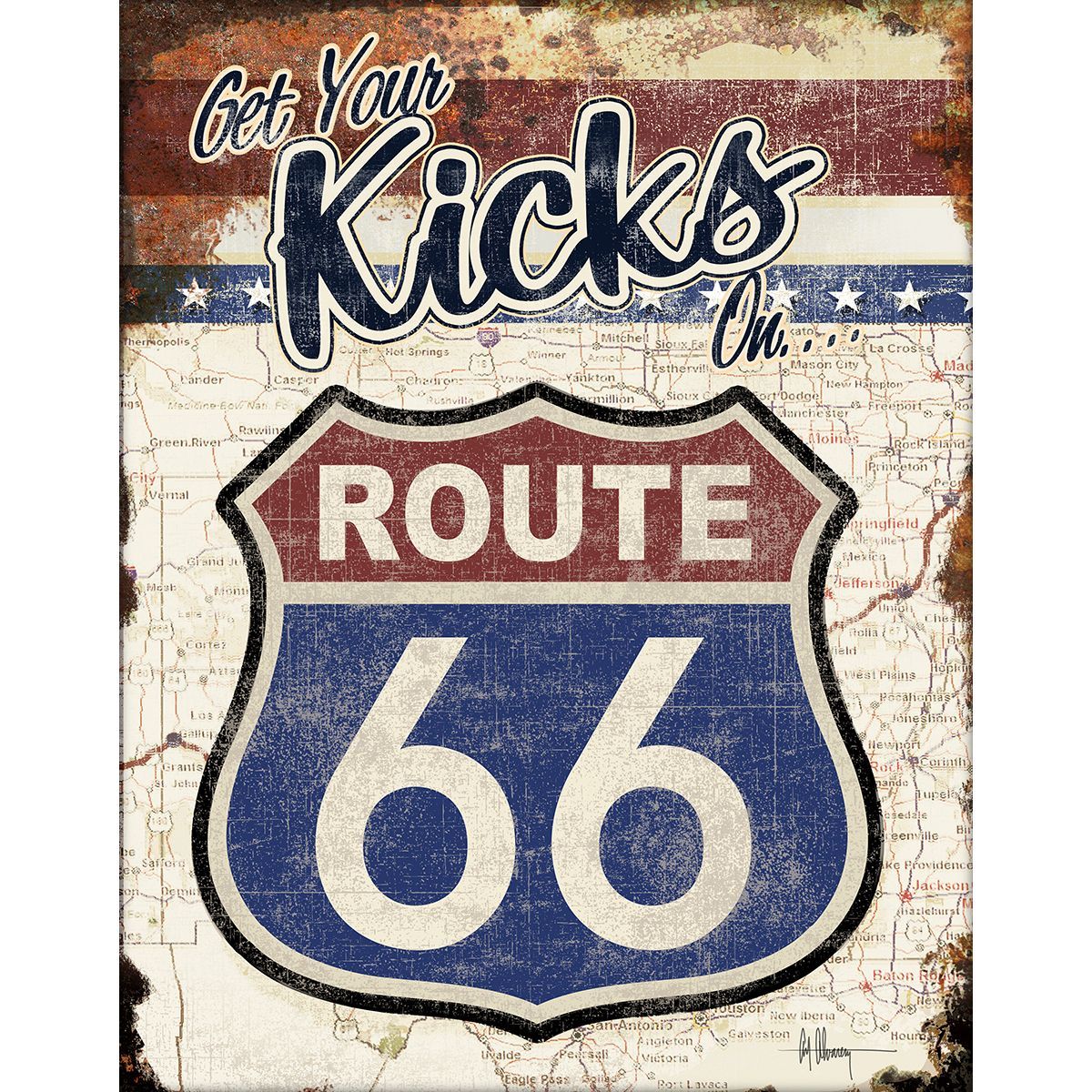 Route 66 Get Your Kicks Metal Sign Reproduction 32cm x 41cm Route 66 Get Your Kicks Metal Sign Reproduction 32cm x 41cm