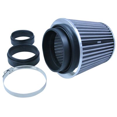 Conical High Flow Air Filter Multi Fit Neck 76-89-102mm - 165mm Long - Chrome Conical High Flow Air Filter Multi Fit Neck 76-89-102mm - 165mm Long - Chrome