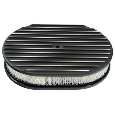 Oval Black Full Finned Air Filter/Air Cleaner 12 Oval Black Full Finned Air Filter/Air Cleaner 12" x 2" Holley Edelbrock Quadrajet Carter