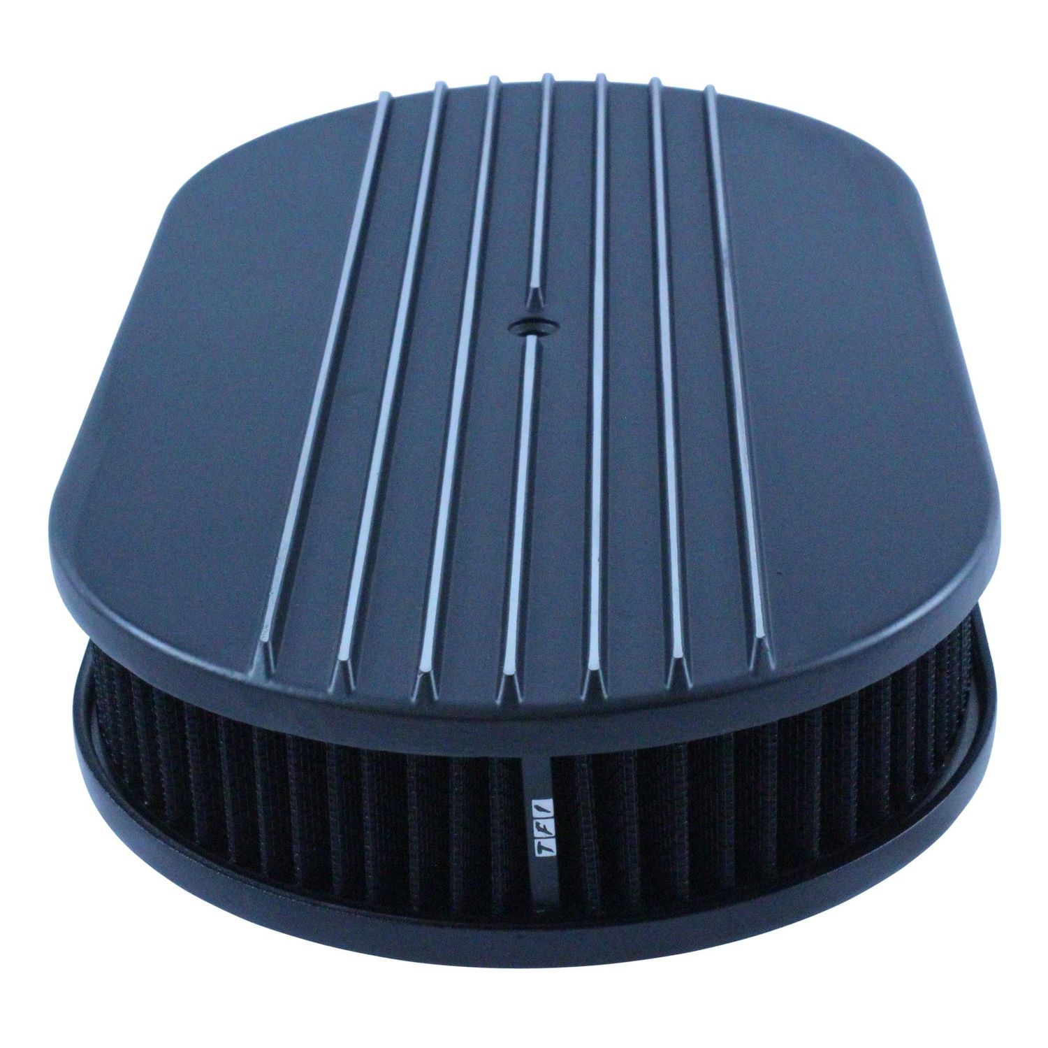 Oval Black Half Finned Air Filter/Air Cleaner 15 Oval Black Half Finned Air Filter/Air Cleaner 15" x 2" Holley Edelbrock Quadrajet Carter